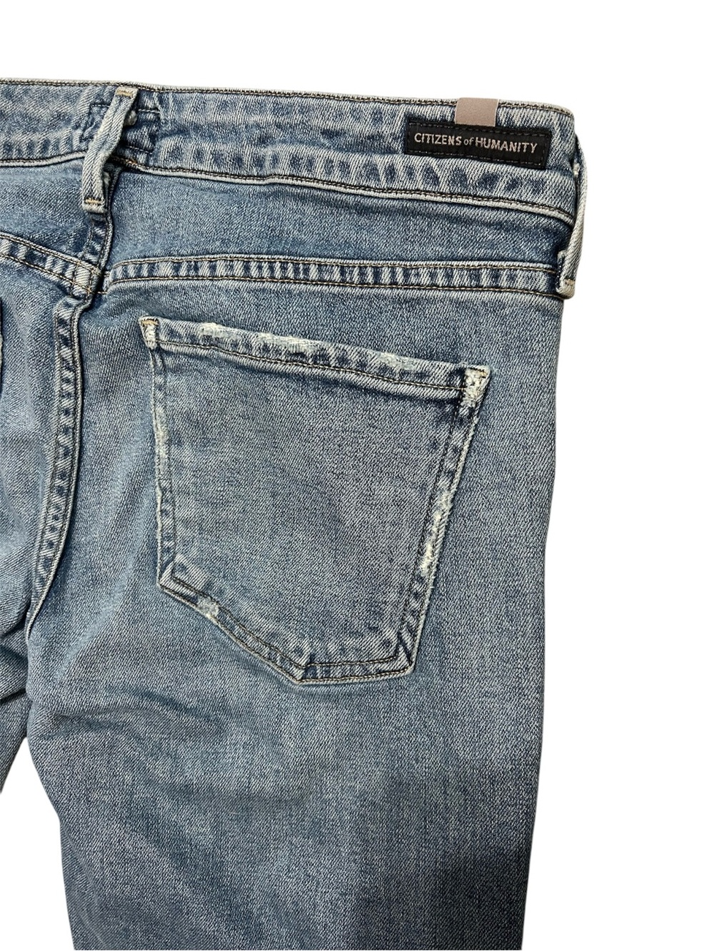 Citizens of Humanity Racer Low Rise Skinny Distressed Medium Wash Denim Jeans - Picture 9 of 15